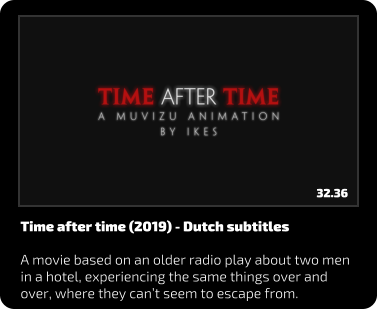 Time after time (2019) - Dutch subtitles  A movie based on an older radio play about two men in a hotel, experiencing the same things over and over, where they cant seem to escape from. 32.36